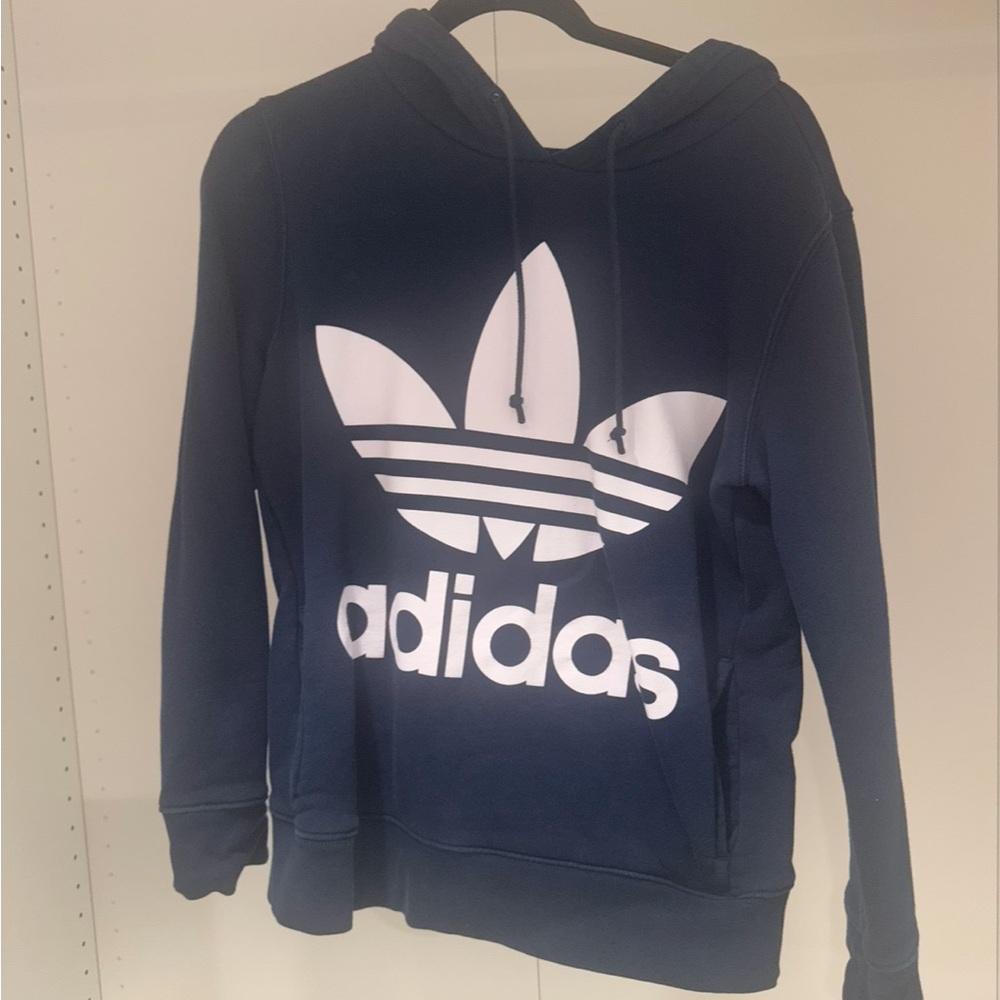 Adidas Navy Blue Hoodie with White Logo